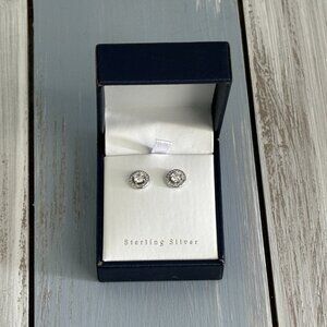 Contessa di Capri Pierced Earrings CZ Cubic Zirconia Studs Sterling Silver